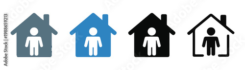 Photos Person inside house icons set home human shelter icon symbol vector isolated on transparent background