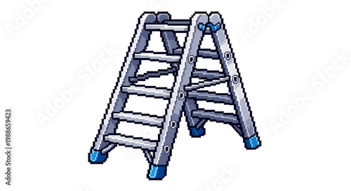 A sturdy aluminum A-frame stepladder with blue rubber feet.