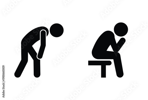 Two black figures display postures of sadness and despair a poignant silhouette