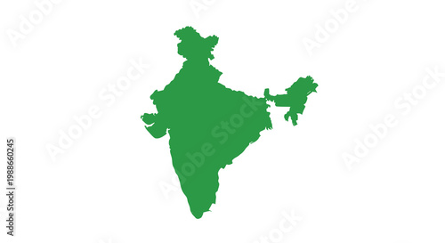 A solid green silhouette depicts the geographical shape of the nation of india high quality professional