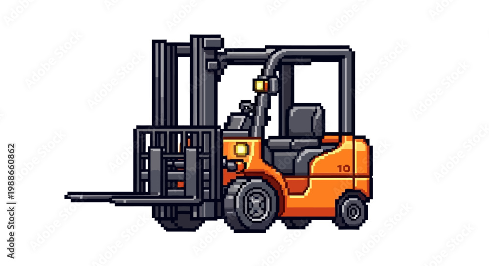 Naklejka premium Orange Forklift Truck Vehicle Illustration.