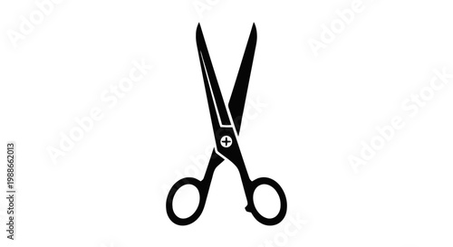 Vector illustration of black silhouette of professional hairdressing scissors on a transparent background