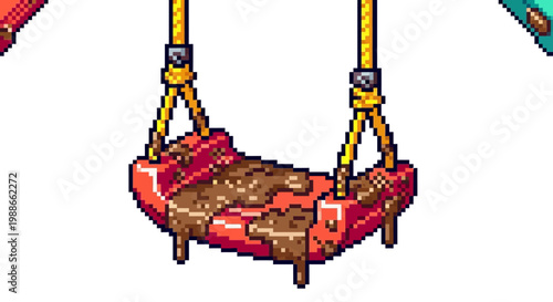 Pixel Art Red Swing Seat Covered in Chocolate.