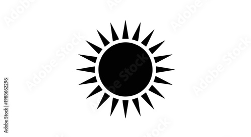 Vector illustration of black sun icon on a transparent background