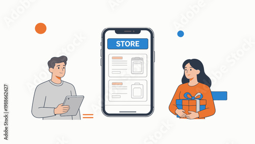 Online shopping man woman gift