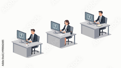 office workers at computers