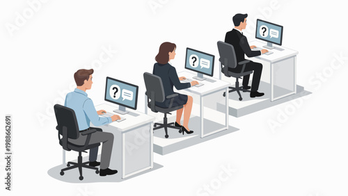 office workers at computers