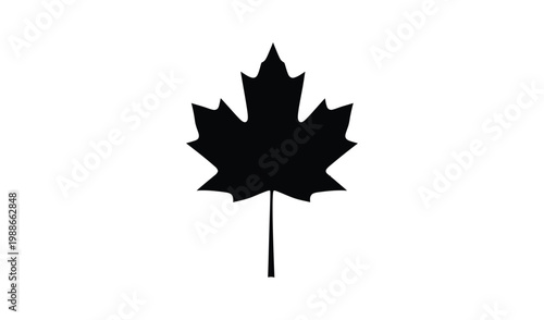 Black silhouette of a maple leaf on, symbolizing canada