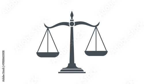 Dark blue scales of justice icon on a symbolizing law and order