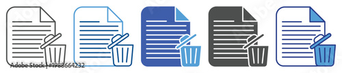 Delete File icon set multiple style collection