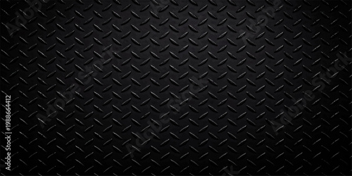 Black steel diamond plate texture, dark industrial metal background, metallic surface, seamless pattern, rugged flooring, high resolution modern construction backdrop