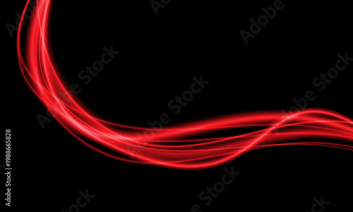 Abstract red speed light lines neon curve glowing movement on black background vector