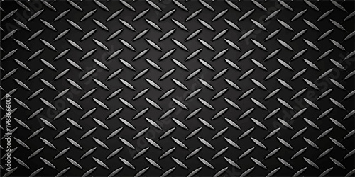 Dark diamond steel plate texture background, industrial metal surface, rugged metallic pattern, seamless grid design, heavy duty construction material wallpaper
