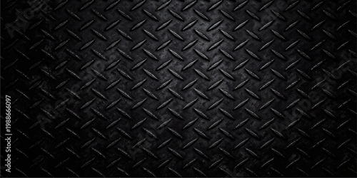 Φωτογραφία Dark grunge diamond plate metal texture, black steel background, industrial meta