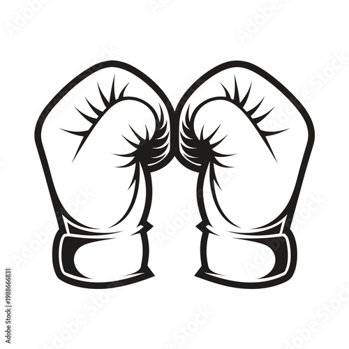 A pair of black and white boxing fists in a fighting stance