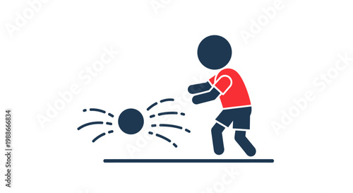 Child Playing with Ball Icon.
