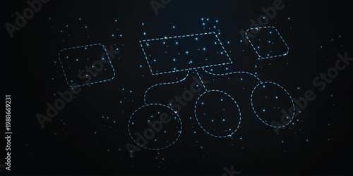 Abstract Blue Digital Network Visualization Background with Glowing Data Particles, Connected Nodes and Futuristic Technology System Concept for AI and Cyber Innovation