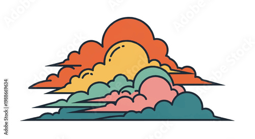 Colorful stylized cloudscape illustration vector design