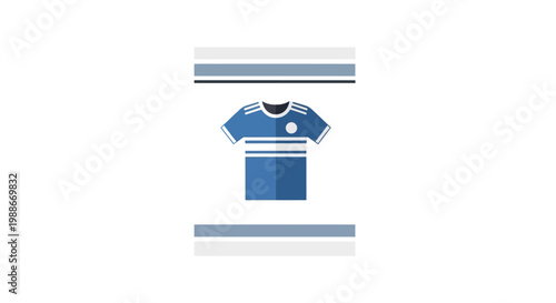 Blue and white striped soccer jersey icon with reflective surface.