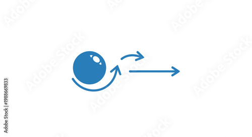 Blue Sphere with Rotation and Forward Motion Arrows.