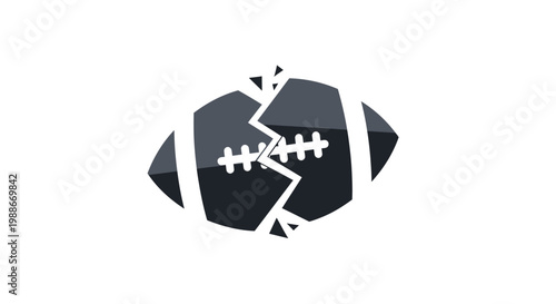 Broken American Football Symbolizing Sports Failure.