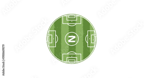 Circular Soccer Field With Z Logo In Center.