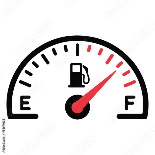 Fuel Gauge Icon with Needle on Empty and Gas Pump Symbol