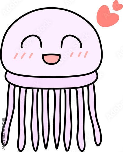 Adorable Jellyfish Character Kawaii Style Marine Life Illustration