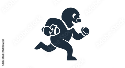 a cartoon diver running with flippers.