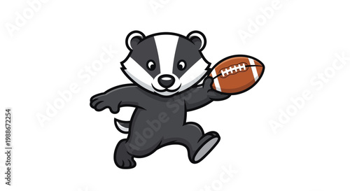 Cartoon badger holding American football.