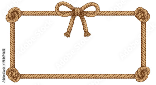 Decorative nautical rope border with bow and knots framing empty space for text