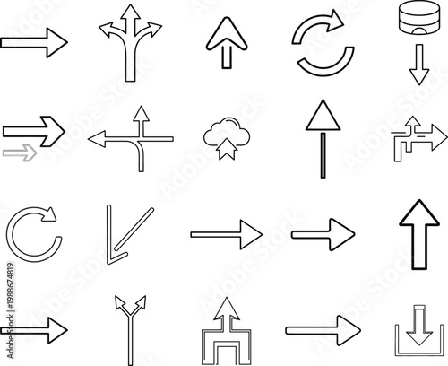 A collection of black and white arrows