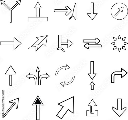 A collection of various arrows pointing in different directions