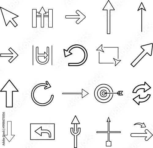 A collection of various arrow icons and symbols