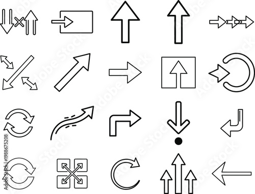 Collection of various arrow icons in different directions and styles