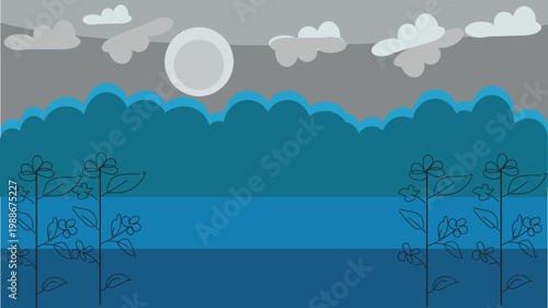 winter landscape with moon