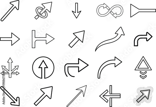 A collection of black and white arrows