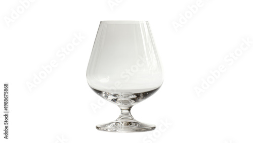 Photos Clear empty brandy snifter glass with thick stem, isolated on transparent backgr