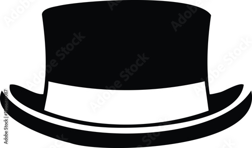 Black and white hat with ribbon, isolated on white background
