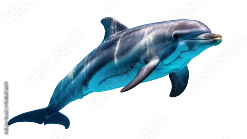 Fototapeta Graceful bottlenose dolphin swimming, isolated on transparent background