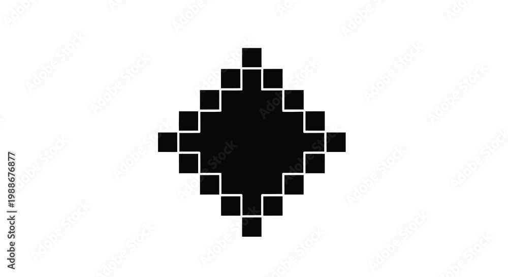 Fototapeta premium A geometric design featuring a diamond shape composed of numerous black squares on white high quality