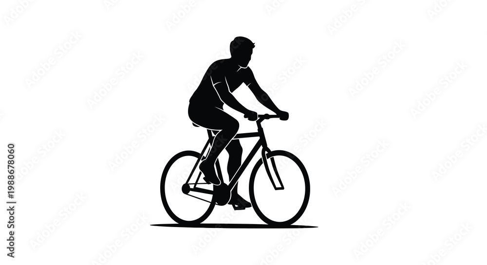 Obraz premium A silhouetted depiction of a cyclist riding a bicycle against a stark white background high quality