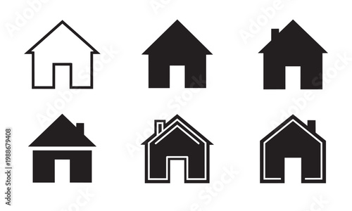 House home icon set for real estate branding and property app ui navigation design