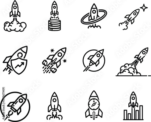 Business growth and success icons charts targets and innovation concepts