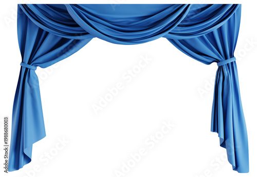 Fototapeta 3d Render of Classic Blue Theater Stage Curtains with Valance