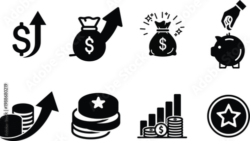 Business growth and success icons charts targets and innovation concepts