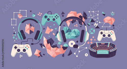 A playful illustration of a gaming controller against a purple background, perfect for websites, blogs, or marketing materials related to video games,