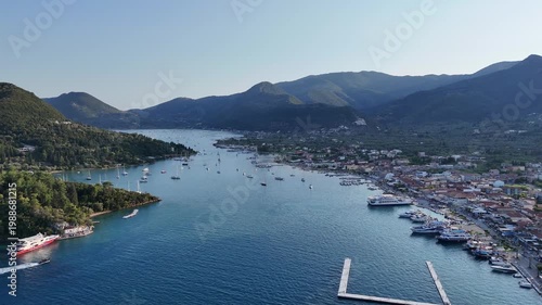 Aerial view of Scorpios and Lefkada islands