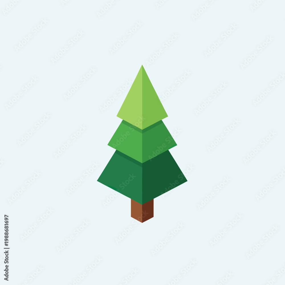 Obraz premium Stylized Isometric Christmas Tree Illustration.