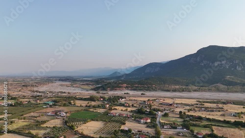 Aerial view over the highway and mountain